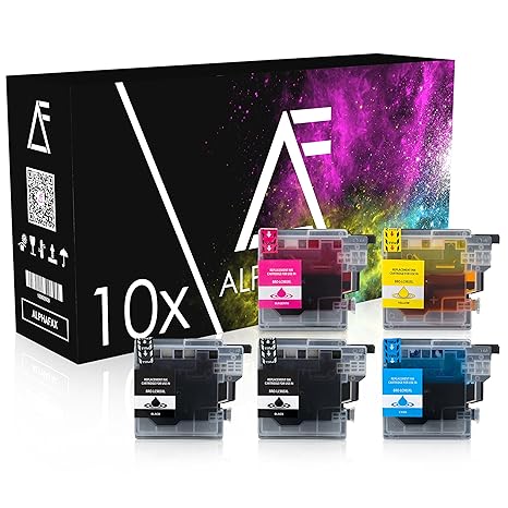 Alphafax 10 Tintenpatronen kompatibel für Brother LC985 kompatibel für Brother DCP-J125, DCP-J140W, DCP-J315W, DCP-J515W, MFC