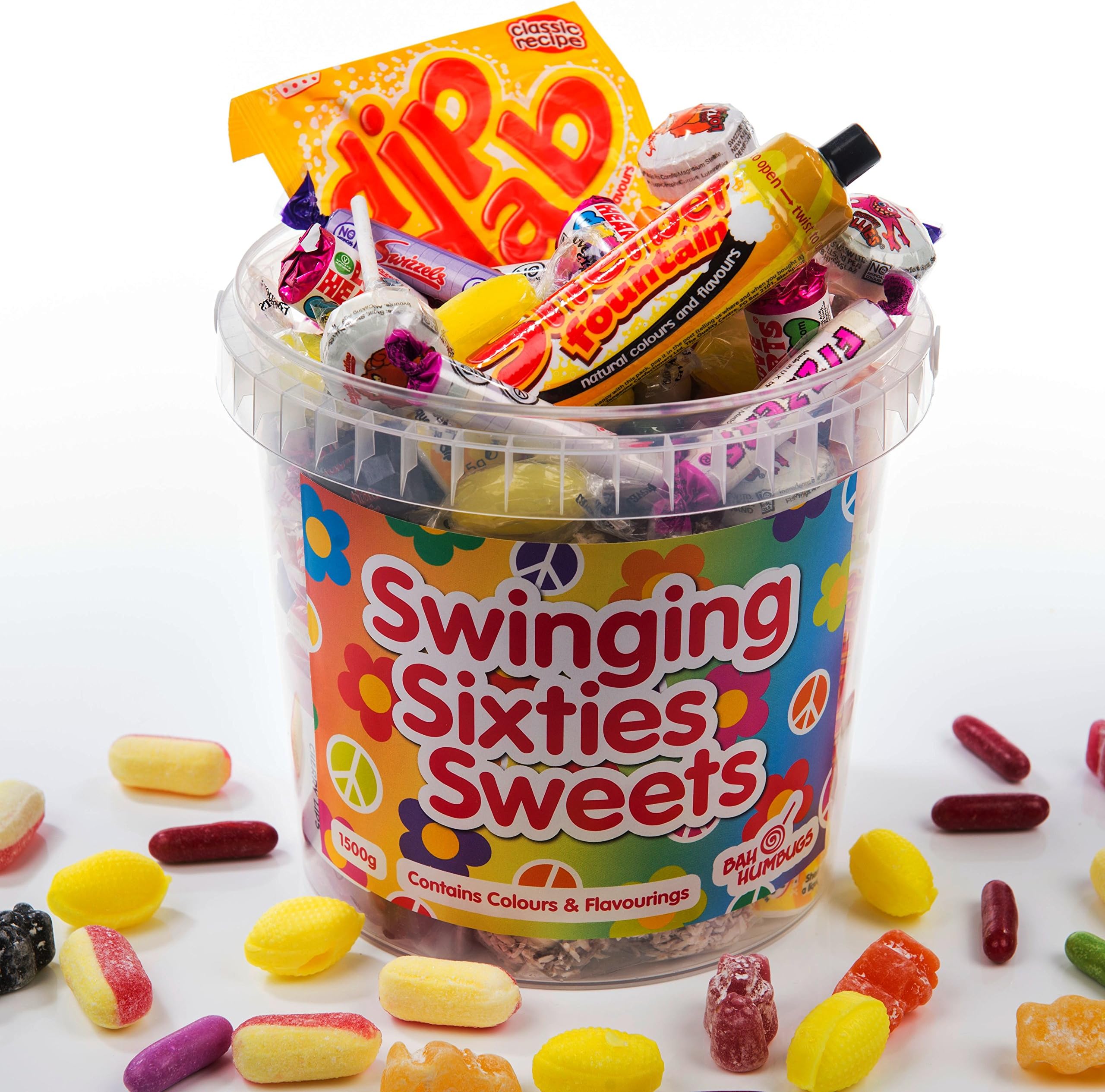 Sixties Sweet Hamper - 1960s Decade Sweet Bucket, 1500g, Birthday Sweet Gift