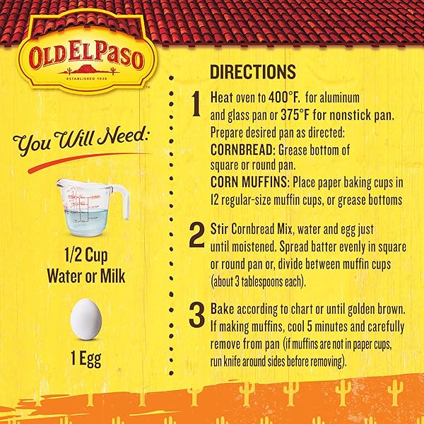 OLD EL PASO CORNBREAD MIX, SOUTHWEST STYLE, BAKING MIX, 13.5 OZ