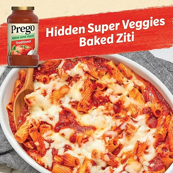 PREGO HIDDEN SUPER VEGGIES TRADITIONAL PASTA SAUCE, 24 OZ JAR (CASE OF 6)