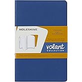 Moleskine Volant Journal, Soft Cover, Pocket (3.5" x 5.5") Plain/Blank, Forget-Me-Not Blue/Amber Yellow, 80 Pages (Set of 2)