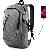 Masirs Laptop Travel Backpack - Adjustable Shoulder Straps, Zippered Compartments with Side Pockets for Water Bottle or Umbrella. Headset and USB Charging Port. Perfect for Business or Traveling.