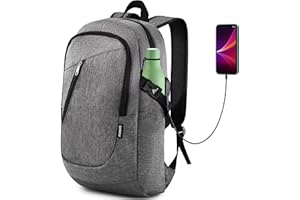 Masirs Laptop Travel Backpack - Adjustable Shoulder Straps, Zippered Compartments with Side Pockets for Water Bottle or Umbrella. Headset and USB Charging Port. Perfect for Business or Traveling.