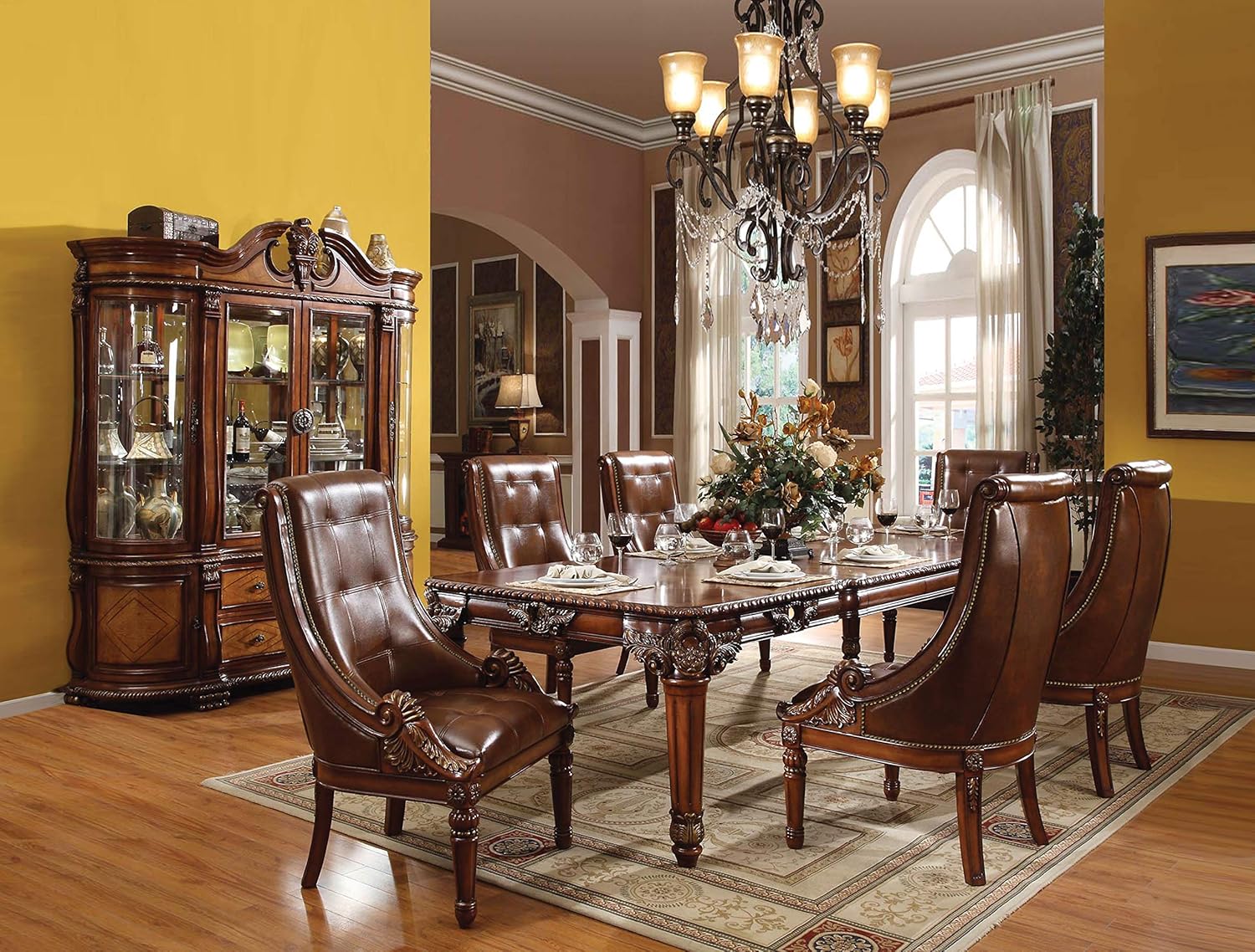 Amazon Com Acme 60075 Winfred Dining Table Cherry Finish Tables