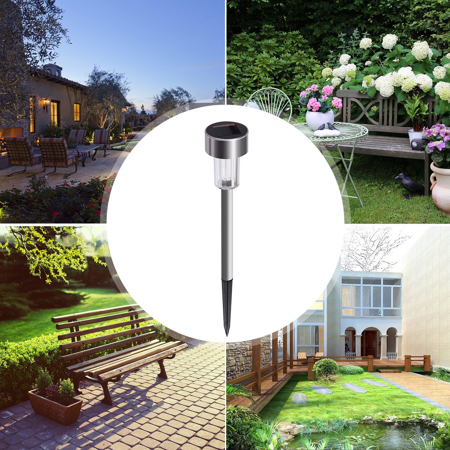 Solar Lights Outdoor, 12Pack Stainless Steel Outdoor Solar Lights - Waterproof, LED Landscape Lighting Solar Powered Outdoor Lights Solar Garden Lights for Pathway Walkway Patio Yard & Lawn-Cool White : Garden & Outdoor