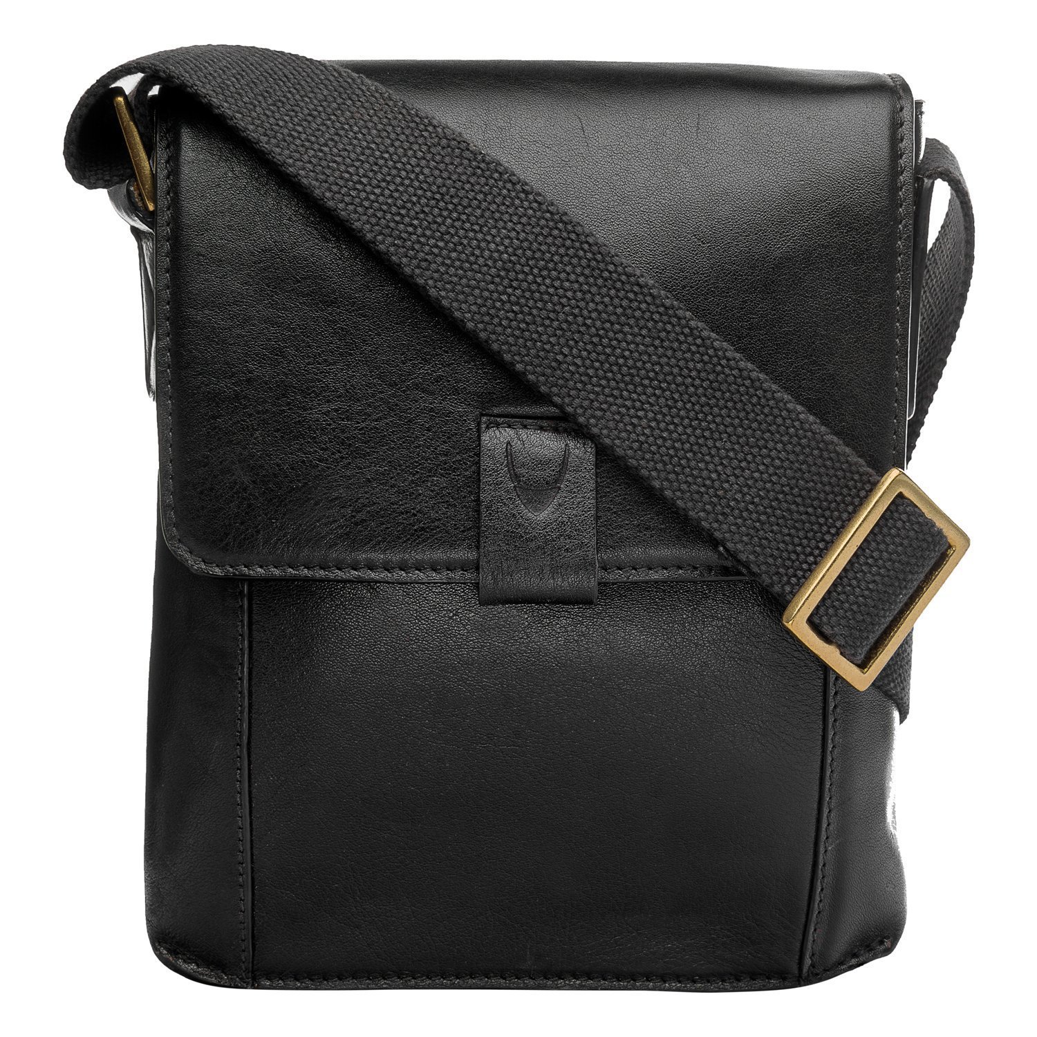 HIDESIGN Aiden Small Leather Messenger Crossbody Bag, Black