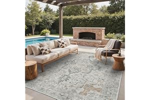 GENIMO Indoor & Outdoor Area Rug 8'x10', Waterproof, Non-Shedding, Easy Cleaning, Boho Mat for Patio, Living Room, Balcony, D