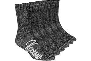 KEECOW Merino Wool Crew Socks For Men & Women, Thermal, Warm, Winter, Cushion, Hiking, Working, Running, 3 Pairs
