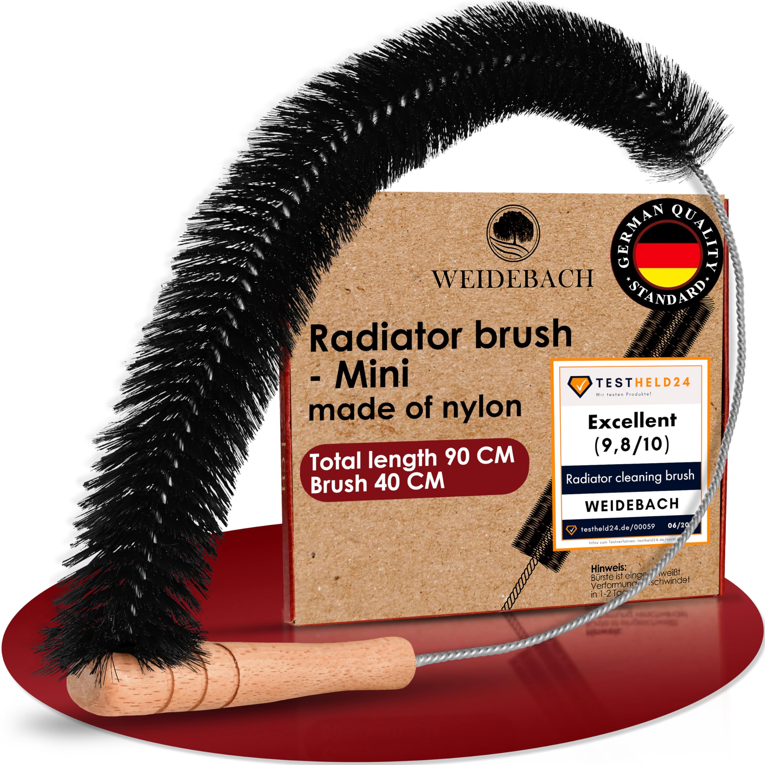Weidebach® Radiator Bristle 36in / 16in Long, Nylon Bristle, Radiator Cleaning Brush Animal Hair-Free Bristle, Radiator Brush, Gets Into Every Corner, Stable & Flexible Heating Brush