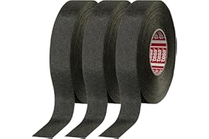 Prime Ave 3 Tesa 51036 PET Cloth High Heat Electrical Tape for Wire Harness, Cables for Automotive Engine, Protect Against High Temperature, Abrasion, Chemical & Fluid | Flame Retardant | Black