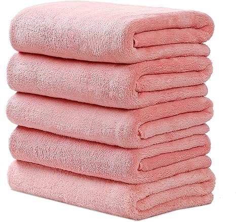 Amazon マイクロファイバー バスタオル 大判 5枚セット 吸水速乾 ふわふわ 肌触り抜群抗菌防臭 オレンジ色 バスタオル ホーム キッチン オンライン通販