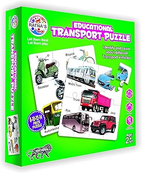 Ratnas Educational Transport Jigsaw Puzzle for Kids to Enhance Their Knowledge About Different Transport Vehicles . This is a 8-10-12-14 Pieces Puzzle