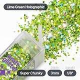 Hemway Glitter Lime Green Holographic 110g Shaker - Super Chunky Craft Glitter view 4