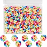 60pcs Slime Charms Cute Resin Charms Sunflower Smiley Face Resin Embellishments Cute Bulk Mixed Scrapbooking Embellishments for DIY Crafts Making Decorations Phone Case Decor