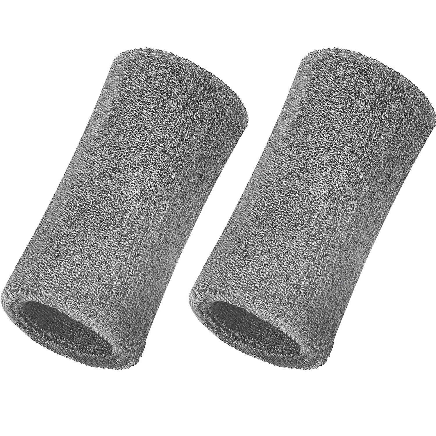 WILLBOND Pack of 2 Elastic Cotton Sport Wristbands for Sport 6" Grey