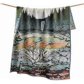 Pendleton Jacquard Napped Throw Blanket 64" x 80" - Wool Cotton, Reversible | Lightweight, Soft, Wool Felt Binding, Packable, Salmon Falls