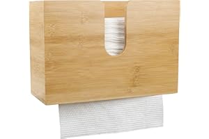 PENGKE Bamboo Paper Towel Dispenser,Wall Mount and Countertop Multifold Paper Towel Holder,C-Fold, Zfold,Tri fold Hand Towel Holder for Bathroom and Kitchen
