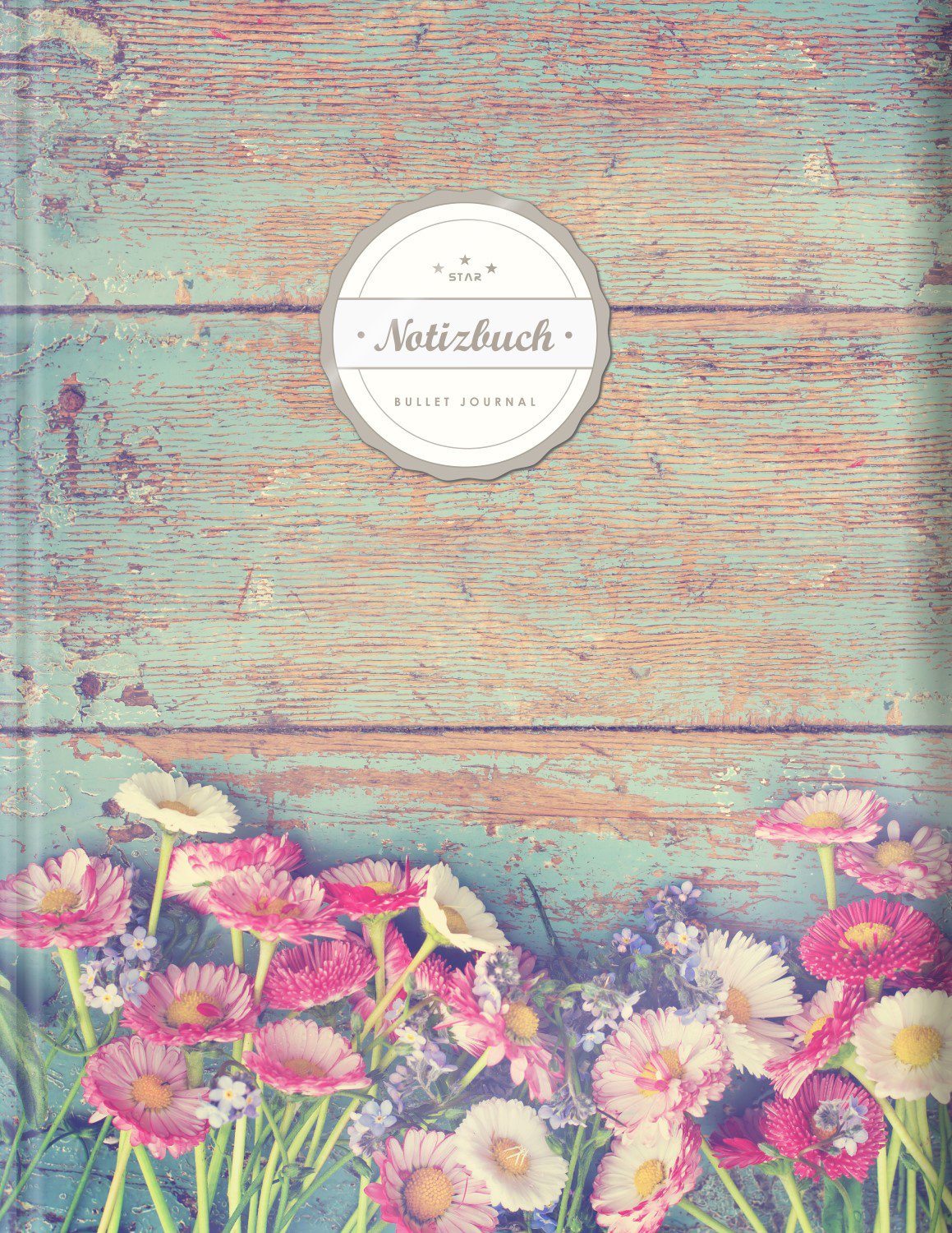 BULLET JOURNAL (©Star, A4, 156 Seiten, Softcover) || Mit Register || XXL Punktraster Notizbuch, Tagebuch, Gepunktete Seiten, Dot Grid Notebook, „Vintage Flowers“