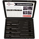 Mayhew Tools 37348 Bolt Extractor Set, Black Oxide Finish, 10-Piece Metric | USA-Made 10-Piece Metric Hardened Steel Extractor Set with Fluted Cutting Edges to Remove Broken Bolts from M8 to M38