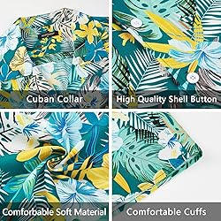 HISDERN Men's Hawaiian Shirt Short Sleeve Floral
