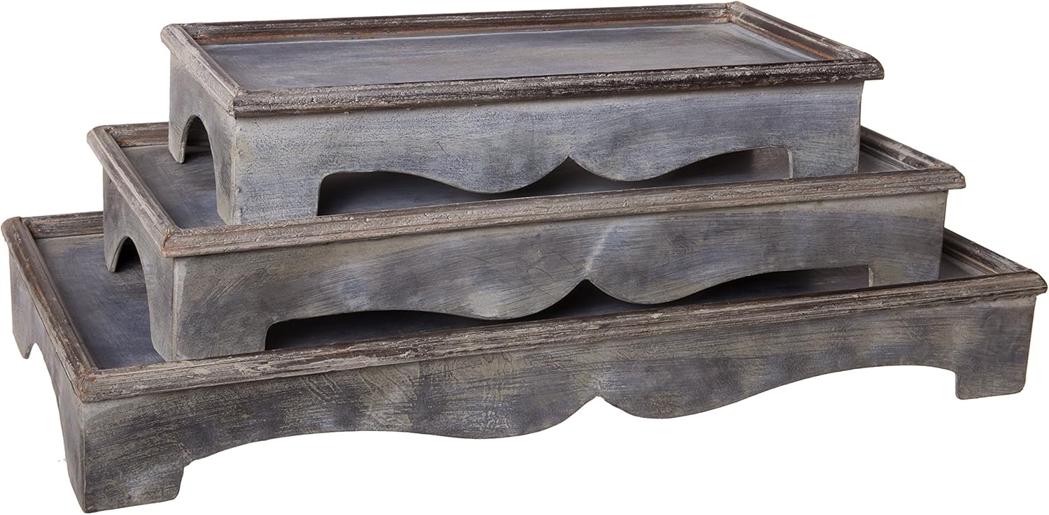 Amazon Com Decorative Metal Pedestal Trays Rustic Galvanized