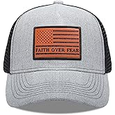 Trucker Hat Jesus & American Flag Baseball Cap for Men Women - Faith Over Fear, Fathers Day/Christmas/Birthday Gifts