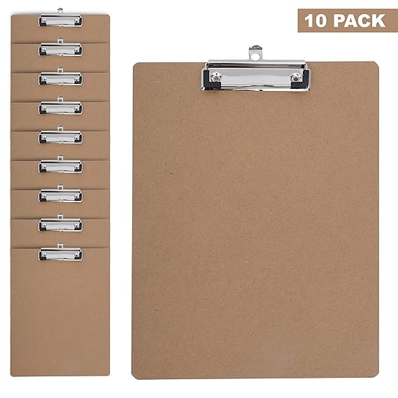 Klemmbrett (10-er Packung) Clipboards 31cm x 22.5cm Klemmbretter mit Klemmbrett Klemme, Griff und Haken zum Aufhängen - Scchr