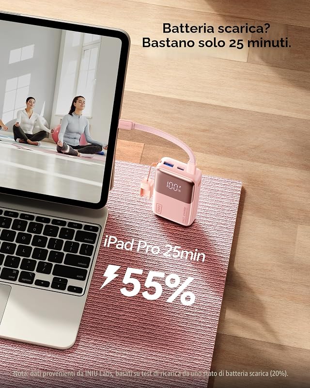 Mini Power Bank, 45W 10000mAh Ricarica Rapida Powerbank, PD3.0 QC4.0 USB C Input & Output Caricatore Portatile per iPhone 17 16 15 14 13 Pro Max, Samsung S22, Verde Chiaro
