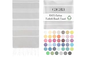 Cacala Lightweight and Thin Turkish Beach Towel 100% Cotton Sand-Free and Quick-Drying Goodness Perfect as an Extra Large Travel Towel, Beach Accessory, or Gift for Beach Lovers, 37 x 70