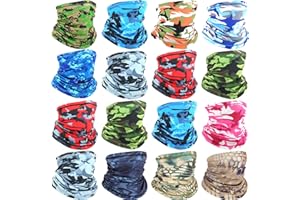 LUCULACH 16 pack Cooling Neck Gaiter for Men Women Sun Protection Face Mask Gators Camo Bandana Neck Cover