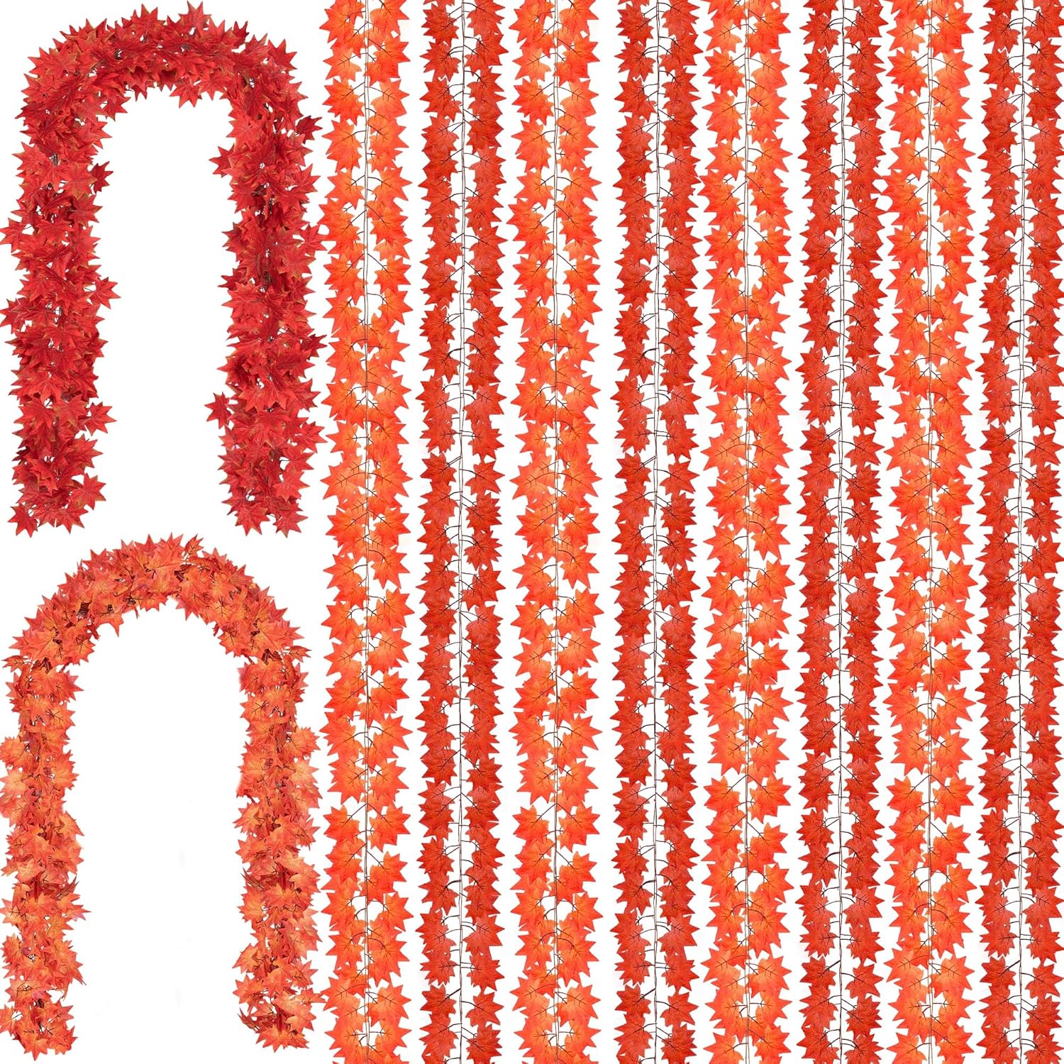 Wreaths, Garlands & Swags - 16 Pack Fall Garland Maple Leaf Garland, 7 Ft/Piece Hanging Vines Garland Artificial Fall Leaves Garland Fall Decorations for Home Fireplace Party Thanksgiving Decor (Multi Color)