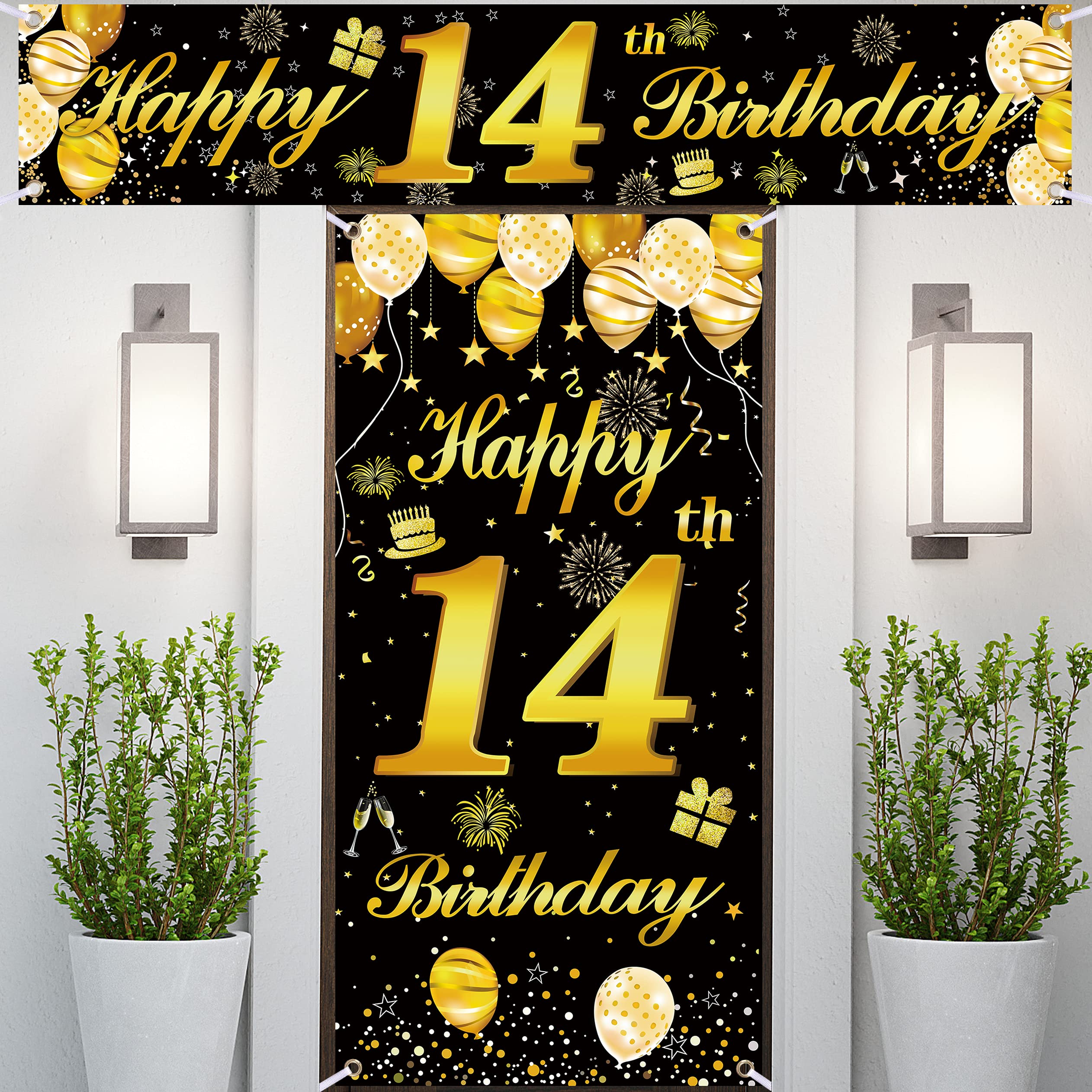 14th Happy Birthday Door Banner IMISI Birthday Decorations Birthday Backdrop Decorations for a Party