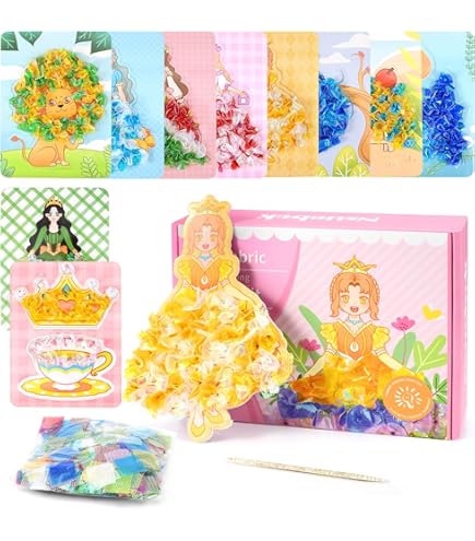 thumbnail image 2 of Fabric Art Frenzy, Star Helio Fabric Art Frenzy For Kids, For Girls Age 3 4 5 6 7 8 Years Old Poke Art Kits Creative Puzzle Puncture Painting Toy Gift Kids Pin 2 of 11