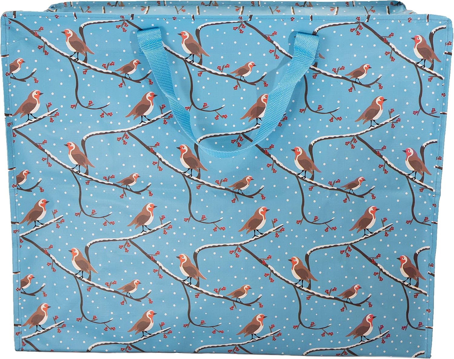 Happy Planet Giftshop Large Jumbo Storage Bag with Zip 58 x 47 x 30cm 80l (Winter Robins Christmas Xmas Design) (Pack of 3) - Image 3