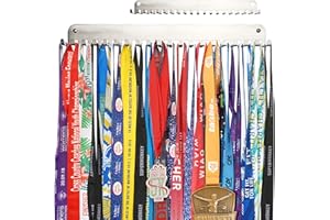Miayork Medal Hanger Display, Newly Medal Holder Display Hanger Rack Frame - Sturdy Race Medal Display Wall Mount Medals Easy to Install-20PCS Hooks