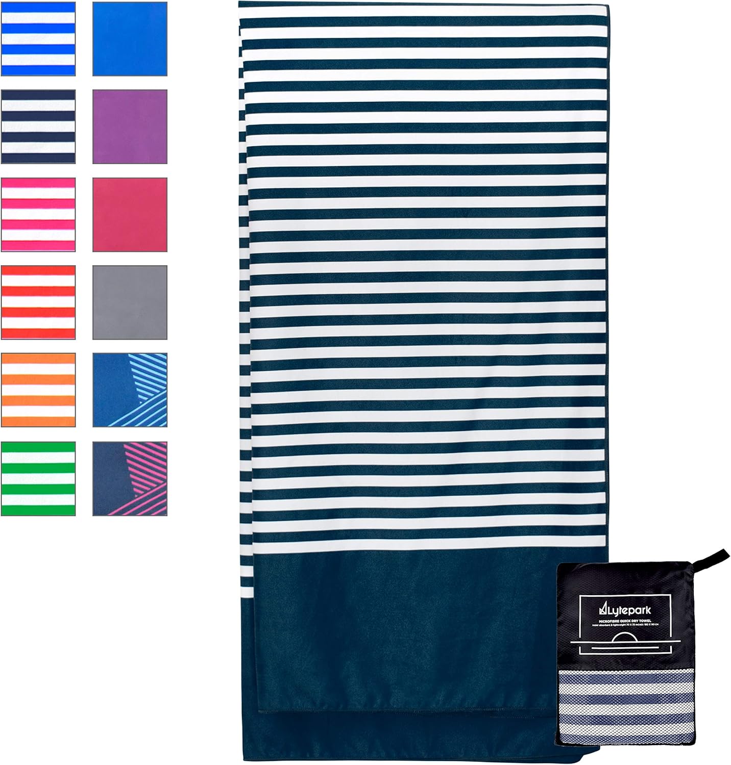 Amazon Com Microfiber Beach Towel For Travel Oversized Xl 70 X 35 Inch Quick Dry Sand Free Extra Large Lightweight With Zipper Bag Compact Perfect For Travel Towel And