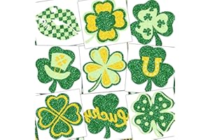 ITSCOLOFY 30 Pcs Glitter St. Patrick's Day Tattoos, St Patricks Day Accessories, St Patricks Day Stickers, Saint Patricks Day Irish Leaf Shamrock Temporary Tattoo Sticker for Body Face, Party Favors Decoration