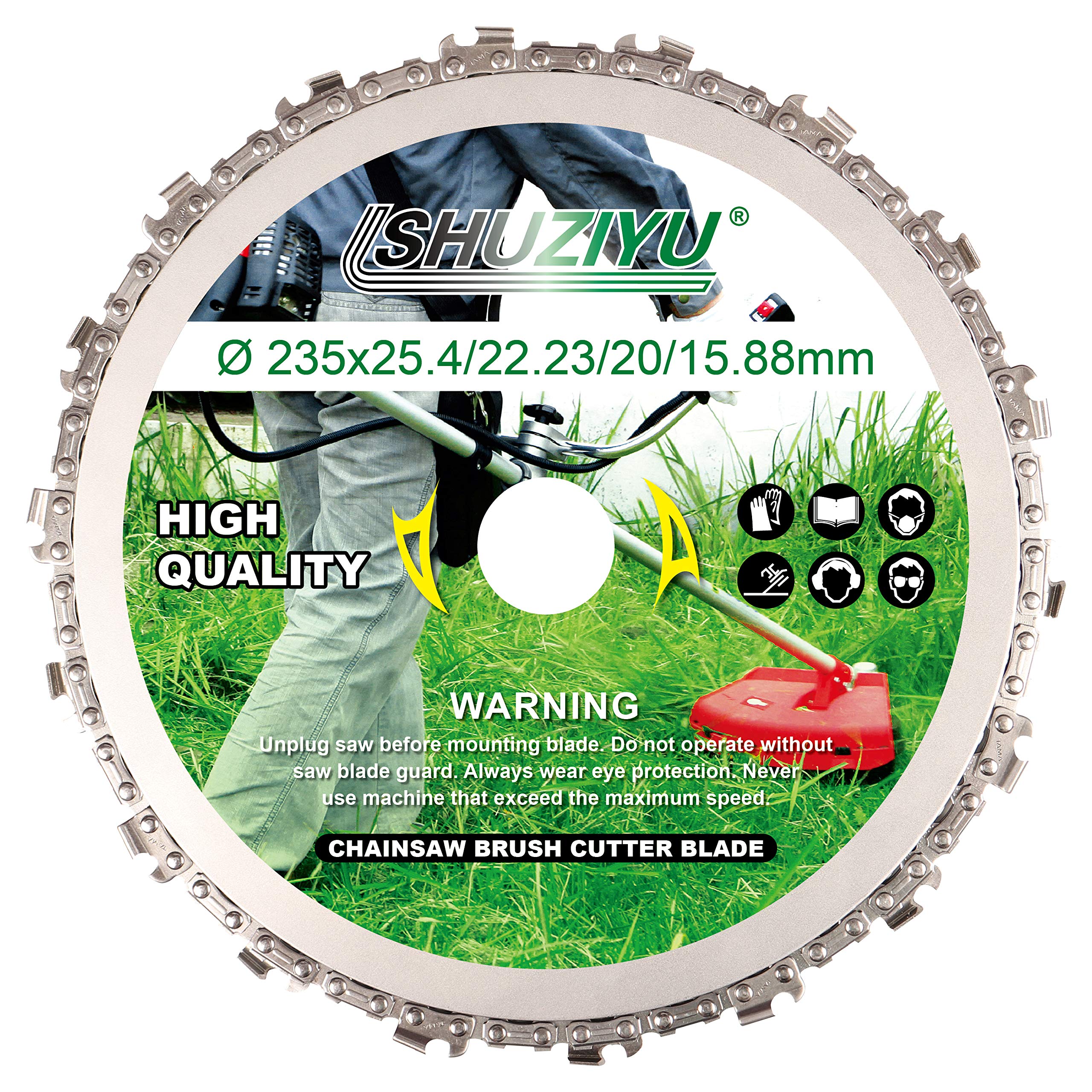 LSHUZIYU, Circular Chainsaw Tooth, 9", Brush Cutter Blade, Arbor 1" with 7/8"-20-5/8" Washer, Come with a Small File for Regrinding Tooth