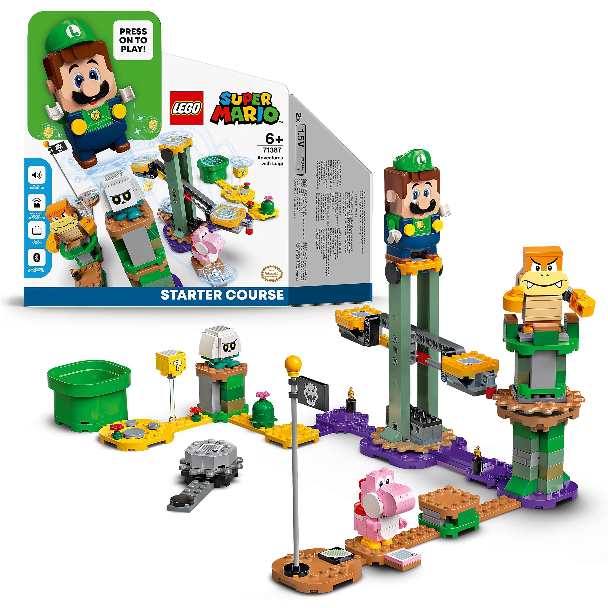 LEGO Super Mario Adventures with Luigi Starter Course Toy for Kids, Interactive Figure and Buildable Game Set, Girls & Boys Gifts Age 6 Plus, Creative Toys 71387