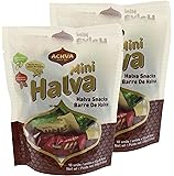Achva Kosher Vanilla, Cocoa Beans, and Pistachio Mini Halva Bars Snack Bag 18ct. Each Bar 0.4oz Net Wt 7.6oz (Pack of 2)