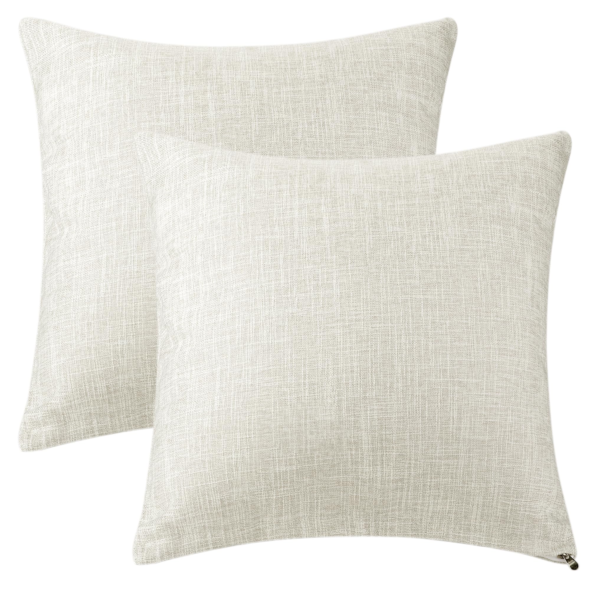 Uxcell Pack of 2 Burlap Linen Throw Pillow Covers Square Rustic Decorative Cushion Cover Farmhouse Solid Pillowcases for Couch Sofa Living Room Home Decor Beige 50 x 50 cm