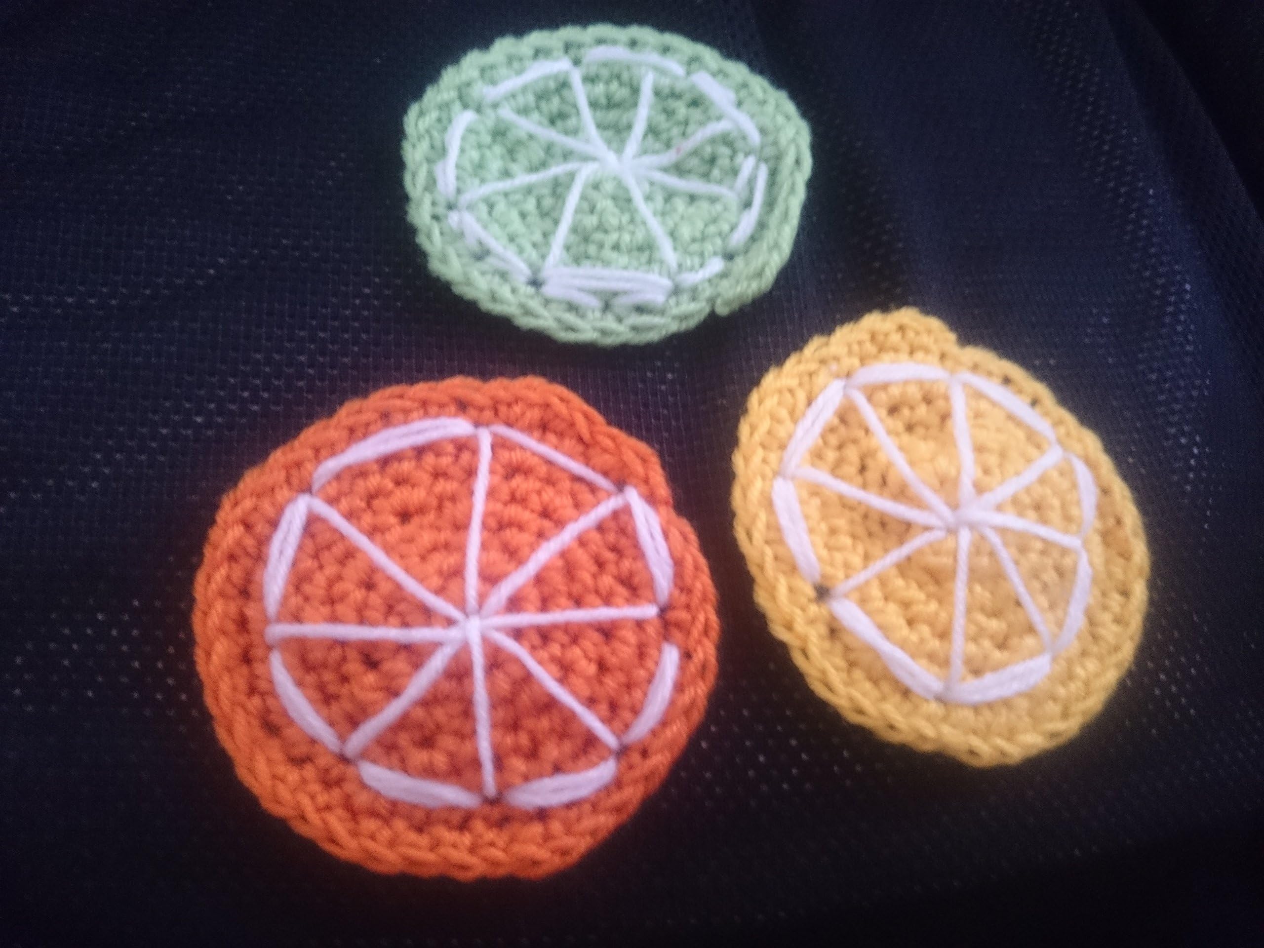 fruity hand made crochet coasters