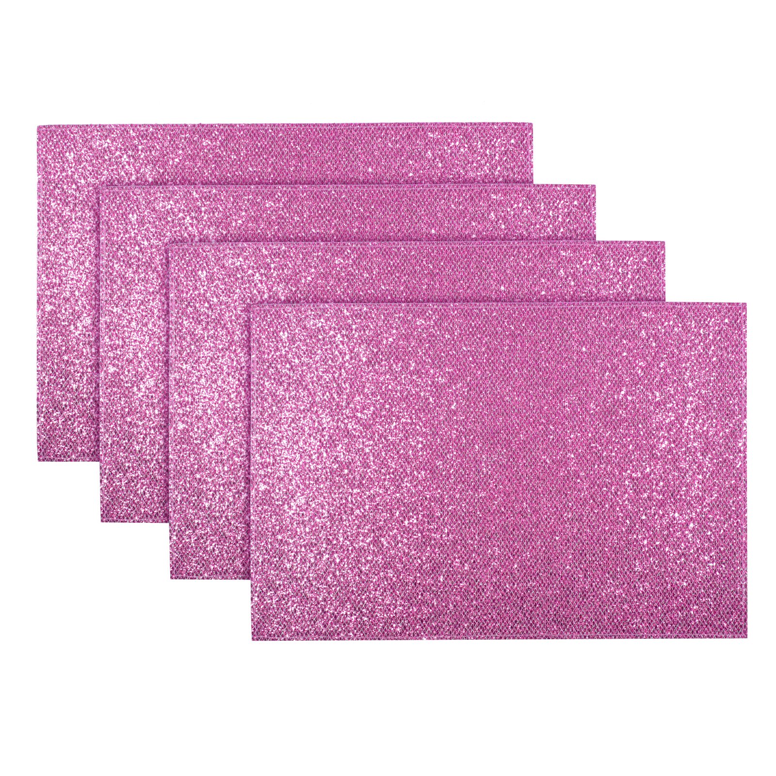 XSS Set Of 4 Placemats Dinner Dining Table Placemats Tableware - Glitter Pink Mats, XS4595