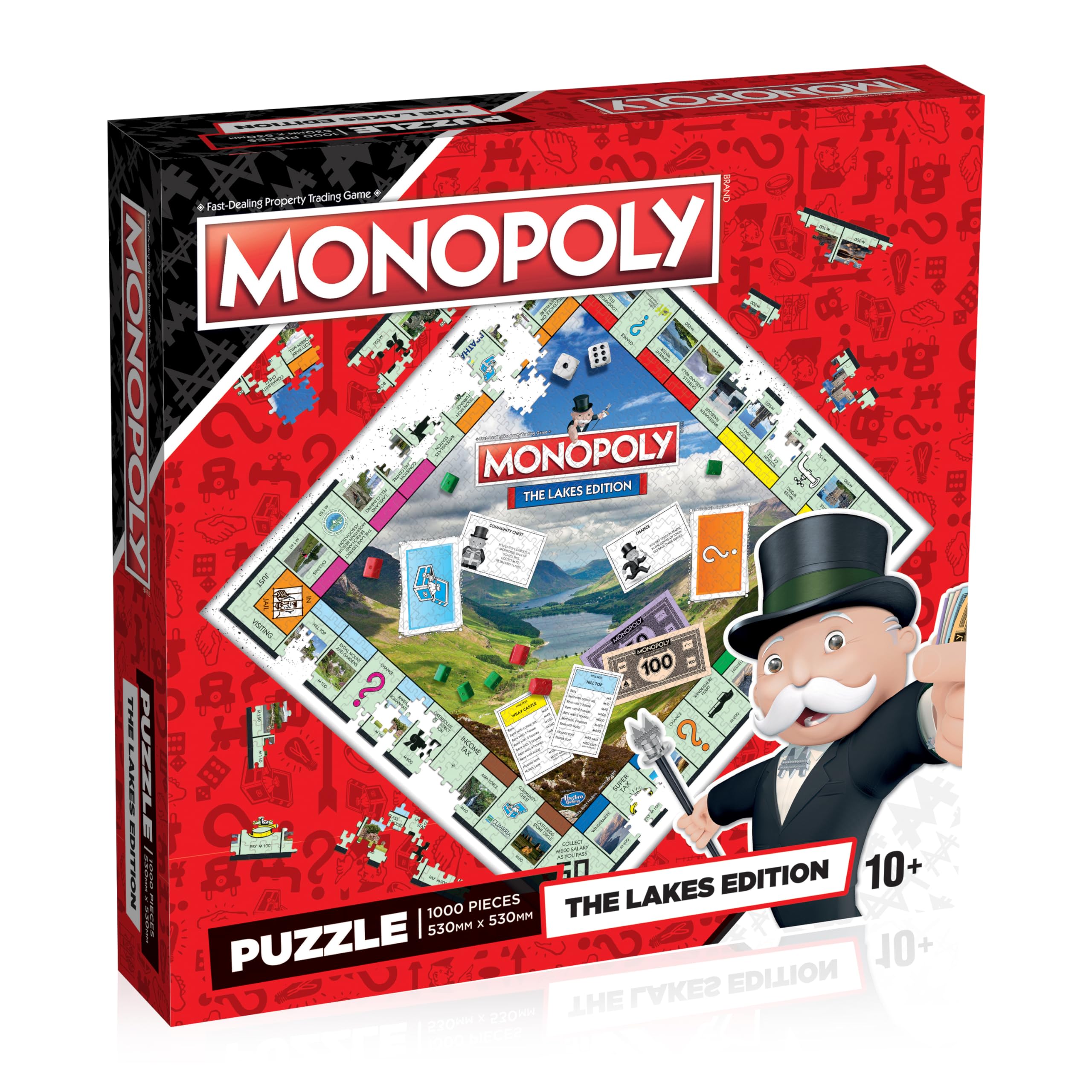 Winning Moves The Lakes Monopoly 1000 Piece Jigsaw Puzzle Game, piece together some of the Lakes most beloved features including Wray Castle and Langdale Pikes, gift and toy for ages 10 plus