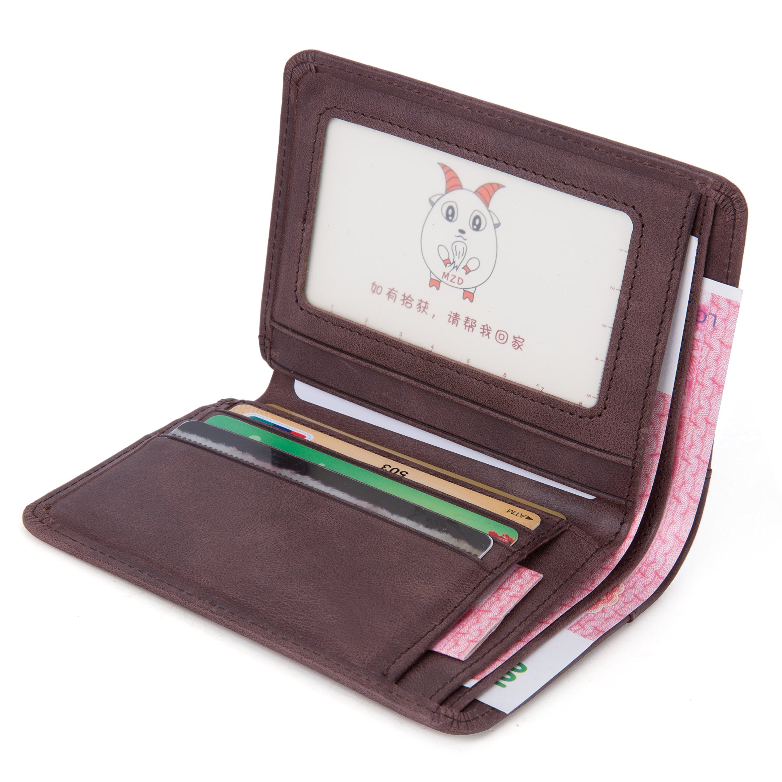 Carteras para hombre/GENOLD Clip de Dinero Cuero Cartera/Slim Billetero Para Hombre/Billetero Delgado de Cuero-Marrón6