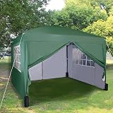 mcc direct 3m x 3m Pop-up Gazebo with Sides & Weight Bags - Green
