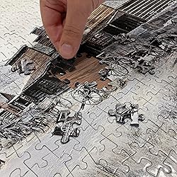 Ambesonne Western Jigsaw Puzzle, Old Wooden Wagons