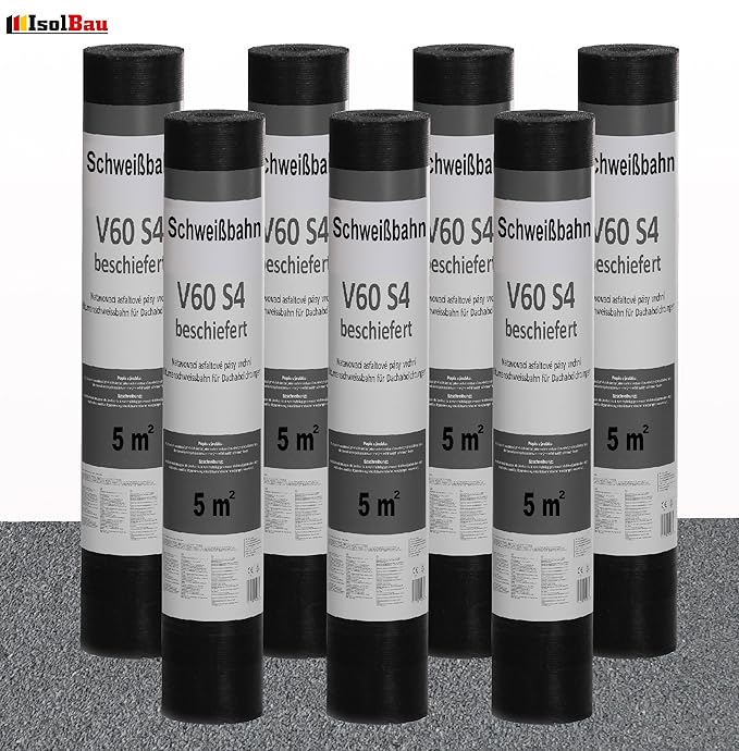 Schweißbahn V60 S4 beschiefert 7 x 5 m² GRAU Bitumenbahn Dachbahn Dachpappe