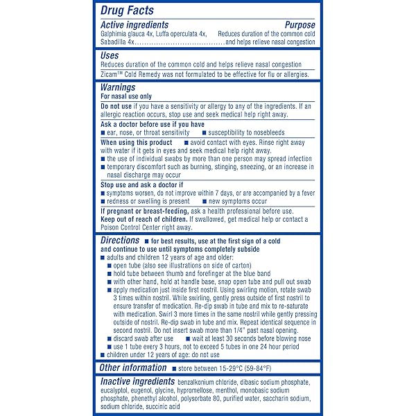 ZICAM COLD REMEDY COLD SHORTENING MEDICATED NASAL SWABS ZINC-FREE, 20 COUNT