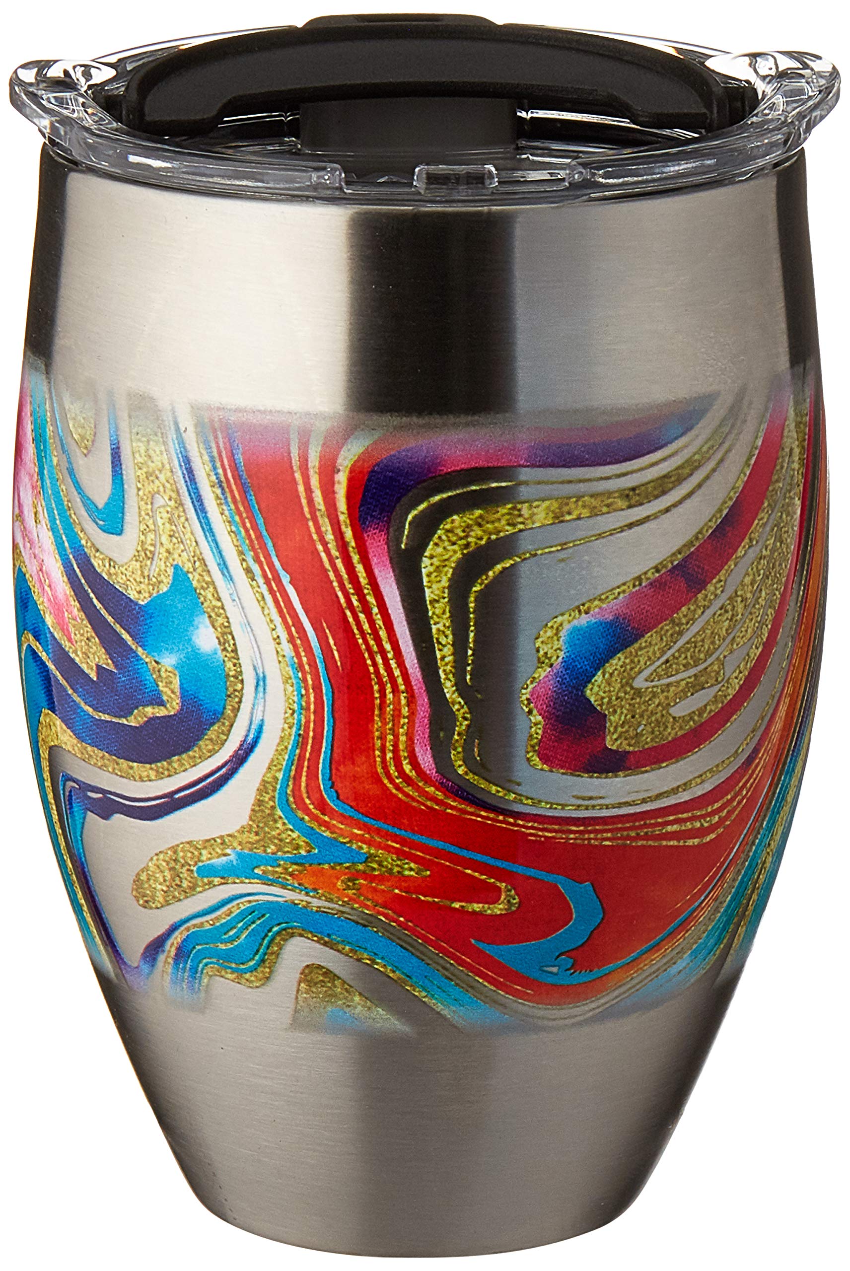 Tervis Tie Dye Swirl Stainless Steel Insulated Tumbler with Clear and Black Hammer Lid, 12oz, Silver
